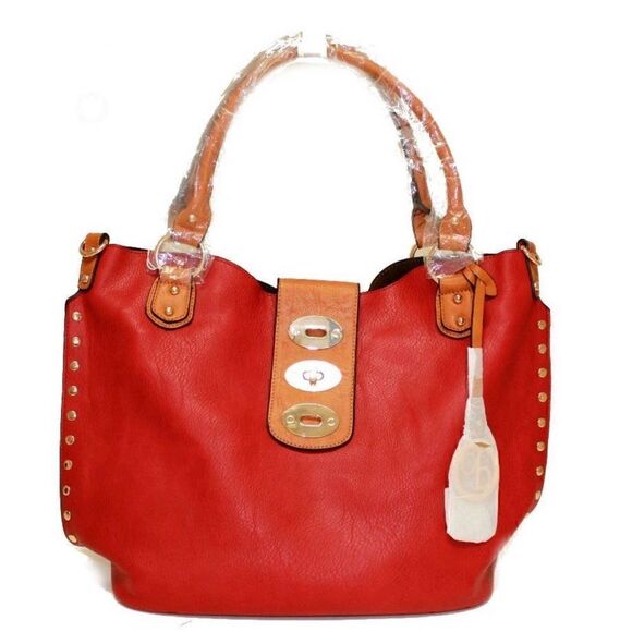 Women’s 2 pc Satchel Bag (Red) NWT - Picture 1 of 6